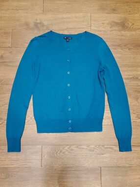GAP Combed Cotton Teal Button-Up Women's Cardigan Size S